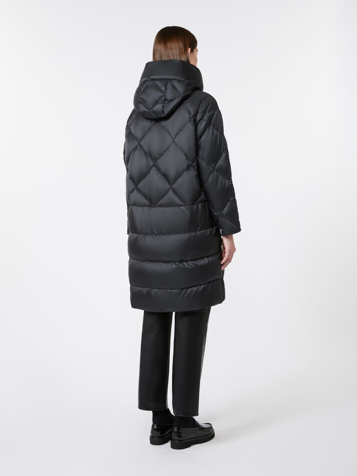 Down jacket in iridescent water-repellent fabric - BLACK - 3