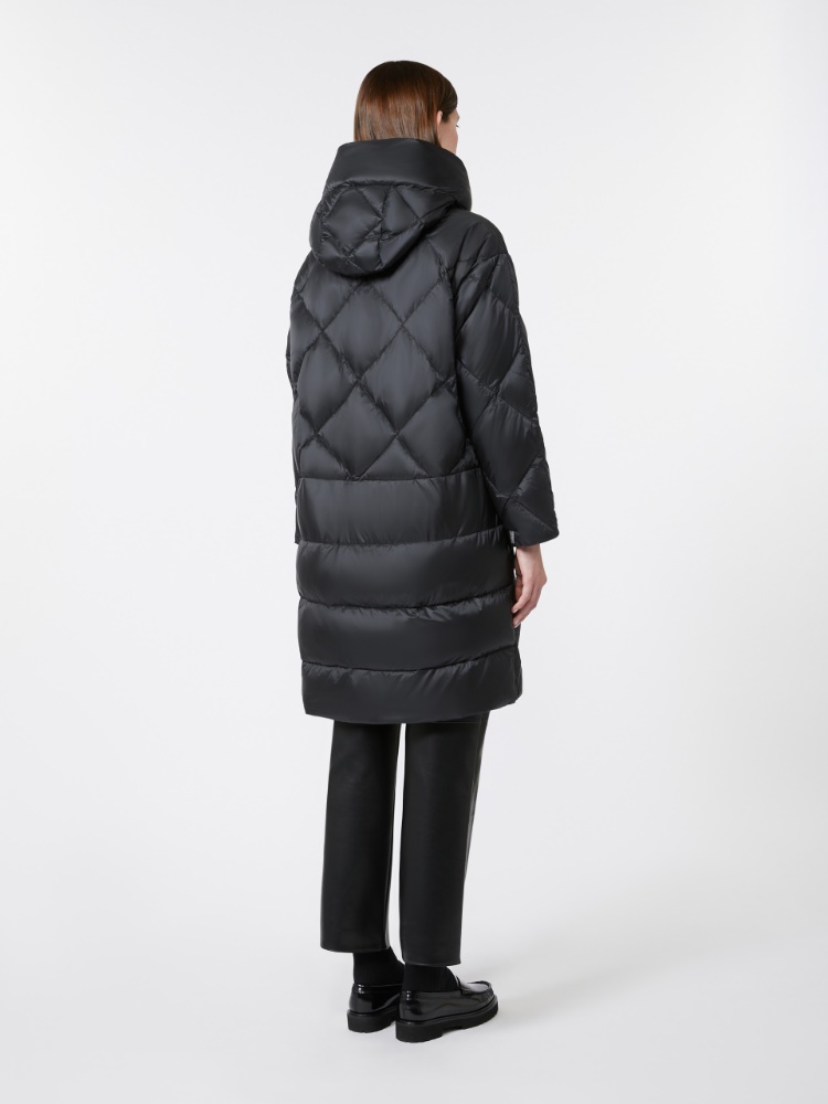 Down jacket in iridescent water-repellent fabric - BLACK - 3