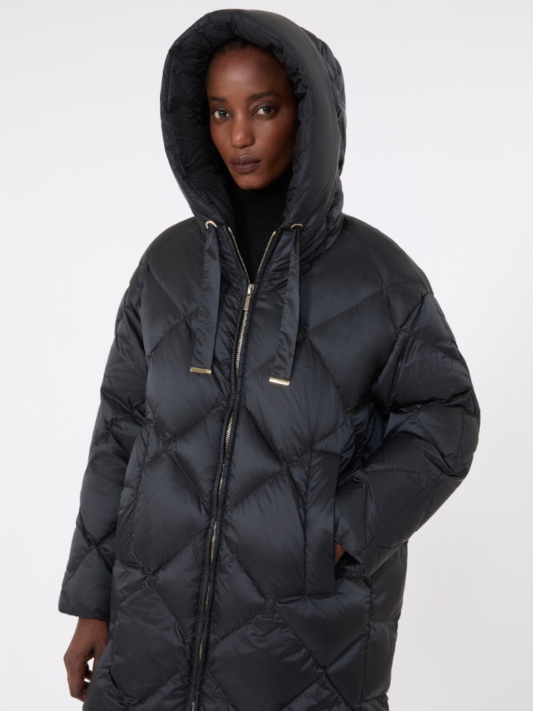 Midi puffer jacket with hood in water-repellent plain-weave fabric - BLACK - Max Mara - 4