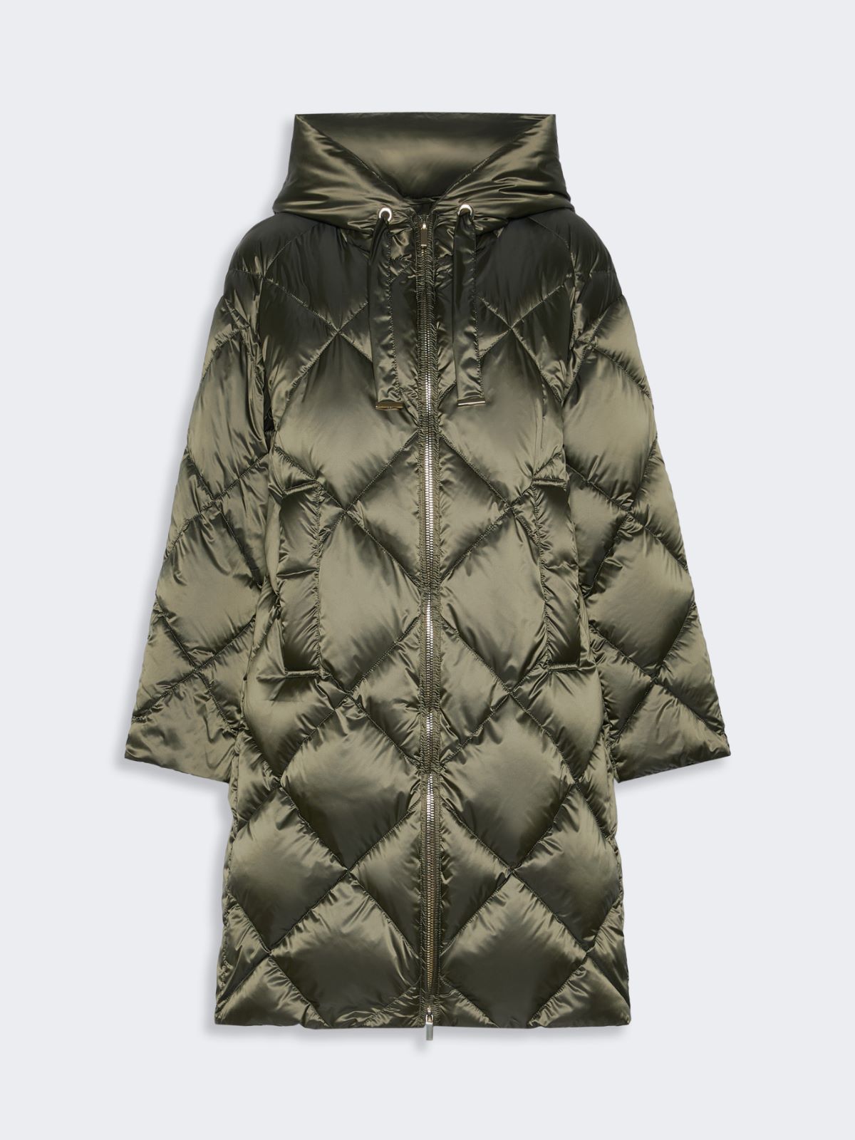 Pikowana kurtka midi z kapturem z tkaniny wodoodpornej - MCHOWY ZIELONY - Max Mara - 4