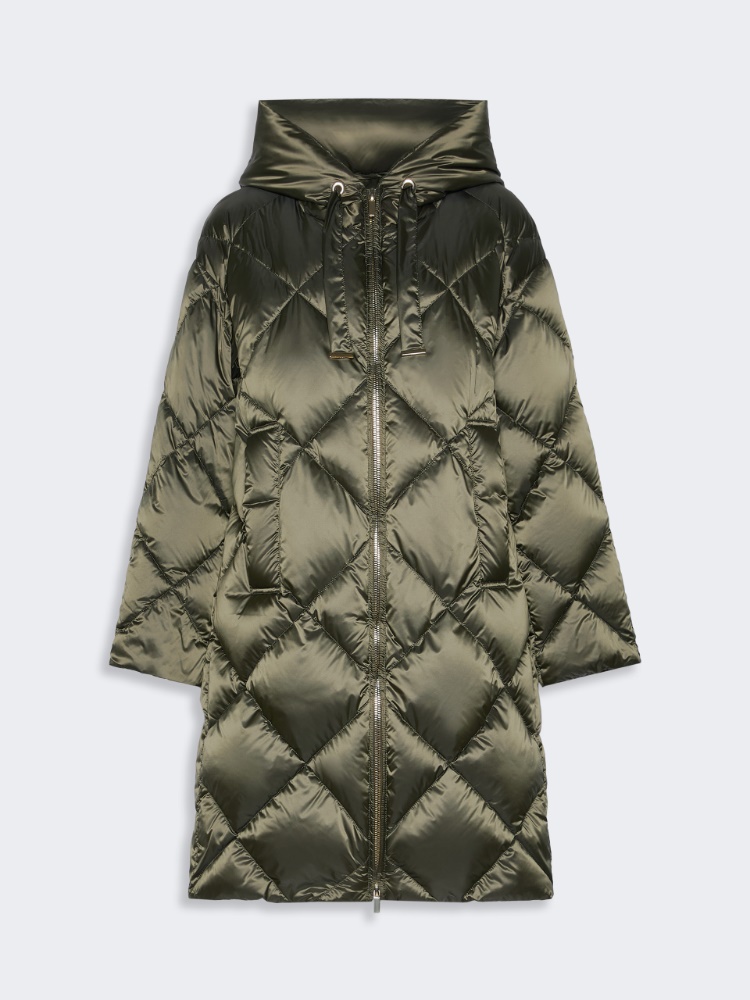 Pikowana kurtka midi z kapturem z tkaniny wodoodpornej - MCHOWY ZIELONY - Max Mara - 4