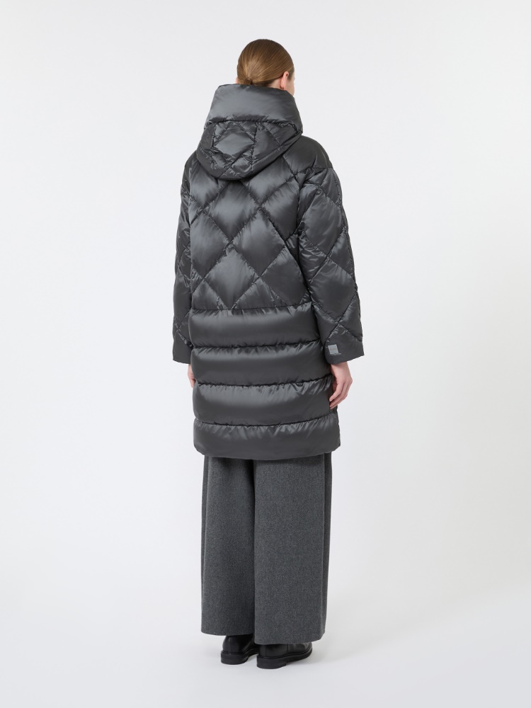 Pikowana kurtka midi z kapturem z tkaniny wodoodpornej - ŚREDNIOSZARY - Max Mara - 3