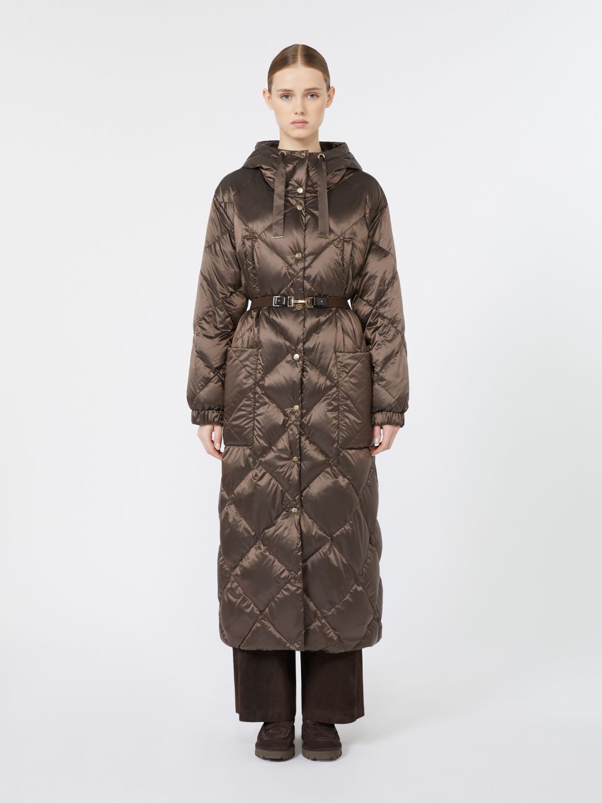 Long puffer in quilted water-repellent fabric - BROWN - Max Mara - 2