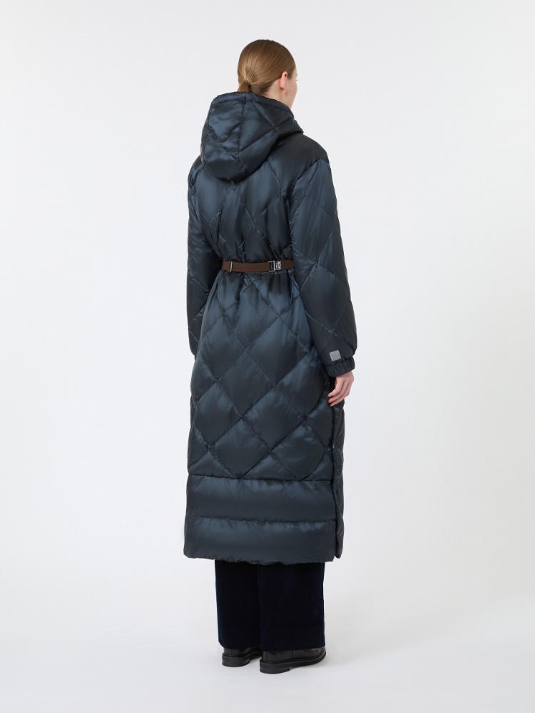 Długa pikowana kurtka z tkaniny wodoodpornej - CIEMNOGRANATOWY - Max Mara - 3