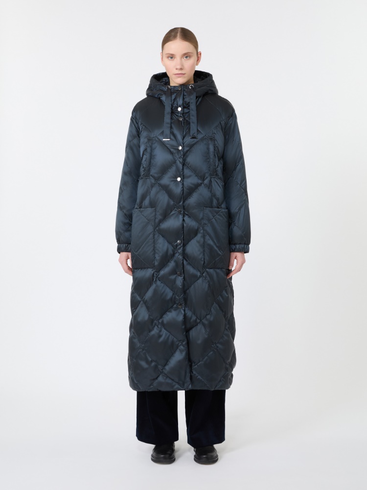 Long puffer in quilted water-repellent fabric - MIDNIGHTBLUE
