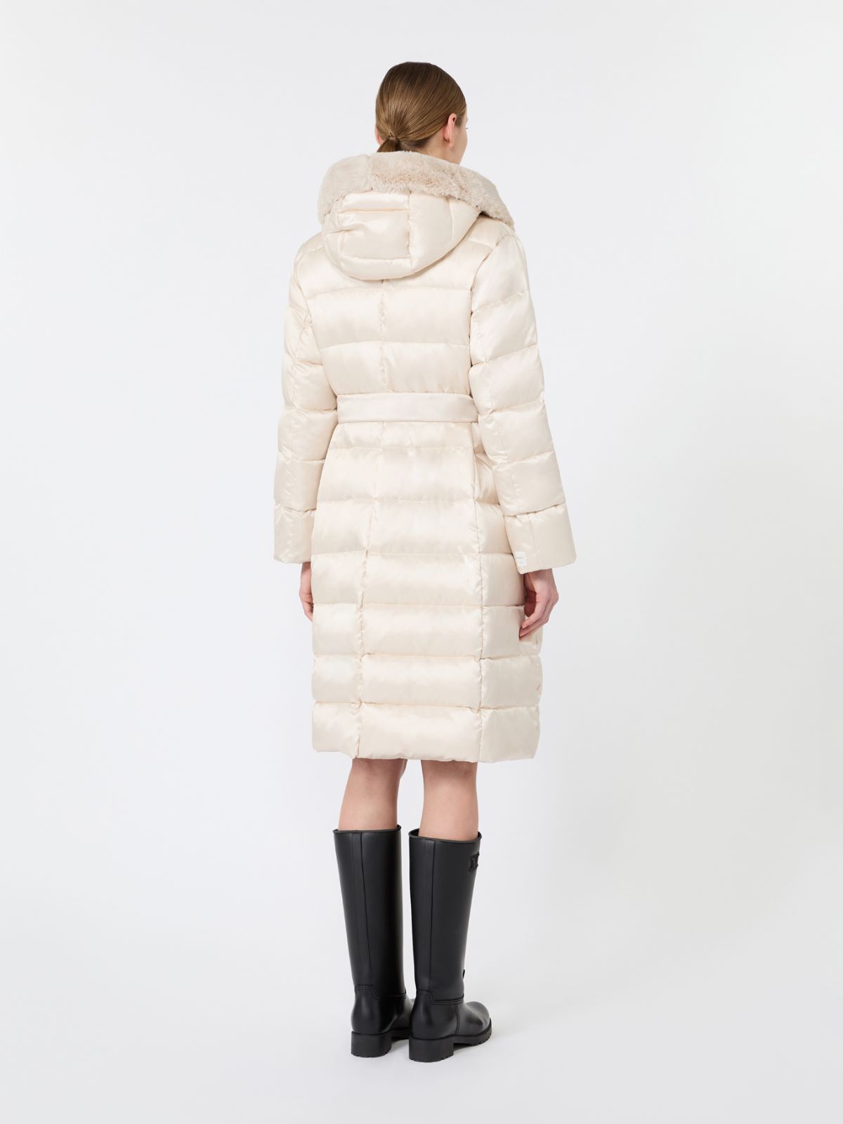 Reversible long water-repellent iridescent satin down jacket - VANILLA - Max Mara - 3
