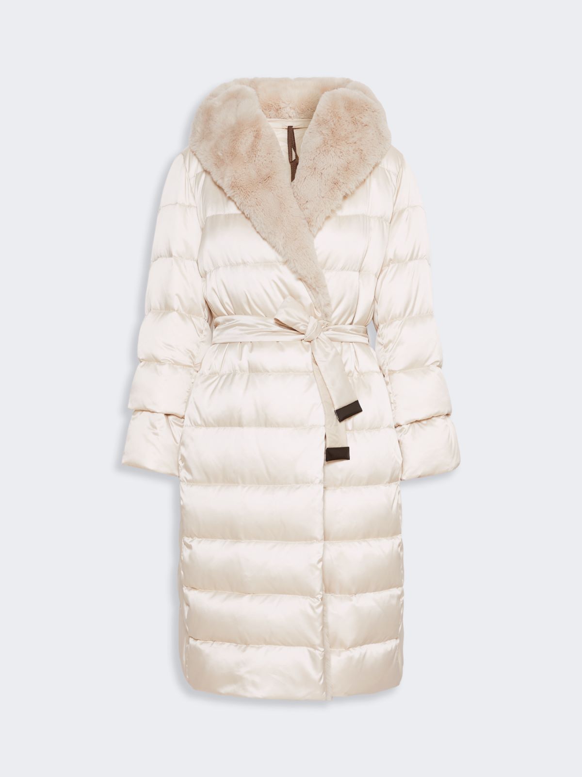Reversible long water-repellent iridescent satin down jacket - VANILLA - Max Mara - 4