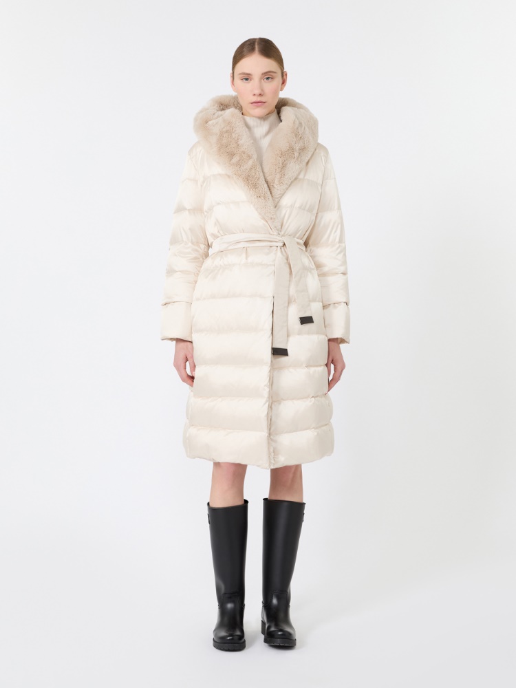 Reversible long water-repellent iridescent satin down jacket + VANILLA - Max Mara