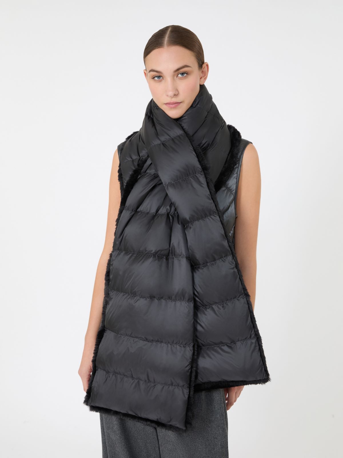 Water-repellent canvas padded stole - BLACK - Max Mara - 4
