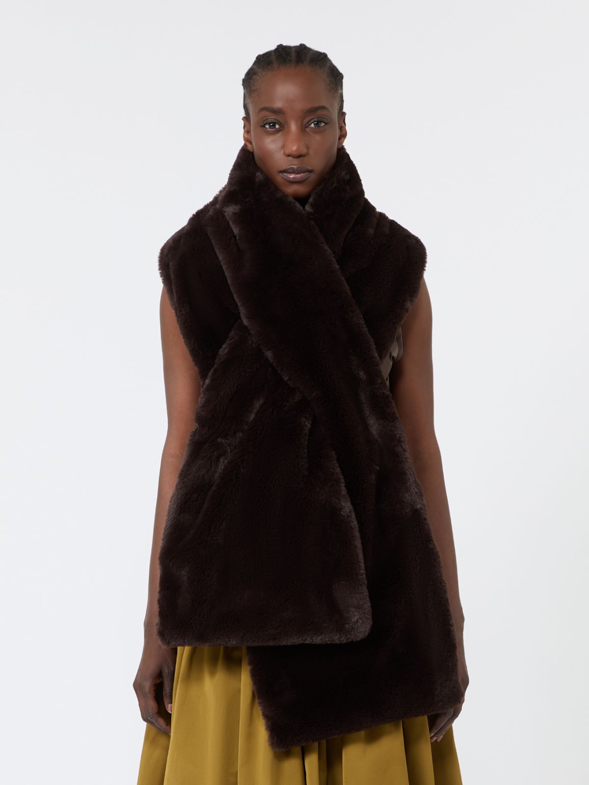 Water-repellent canvas padded stole - DARK BROWN - Max Mara - 2
