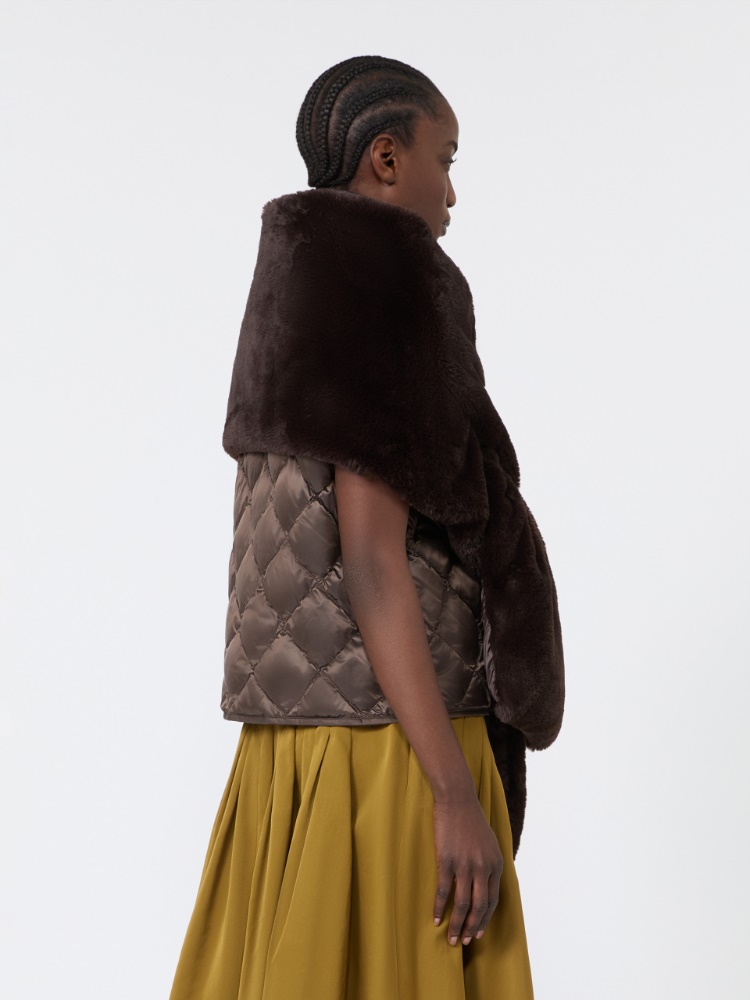 Water-repellent canvas padded stole - DARK BROWN - Max Mara - 3