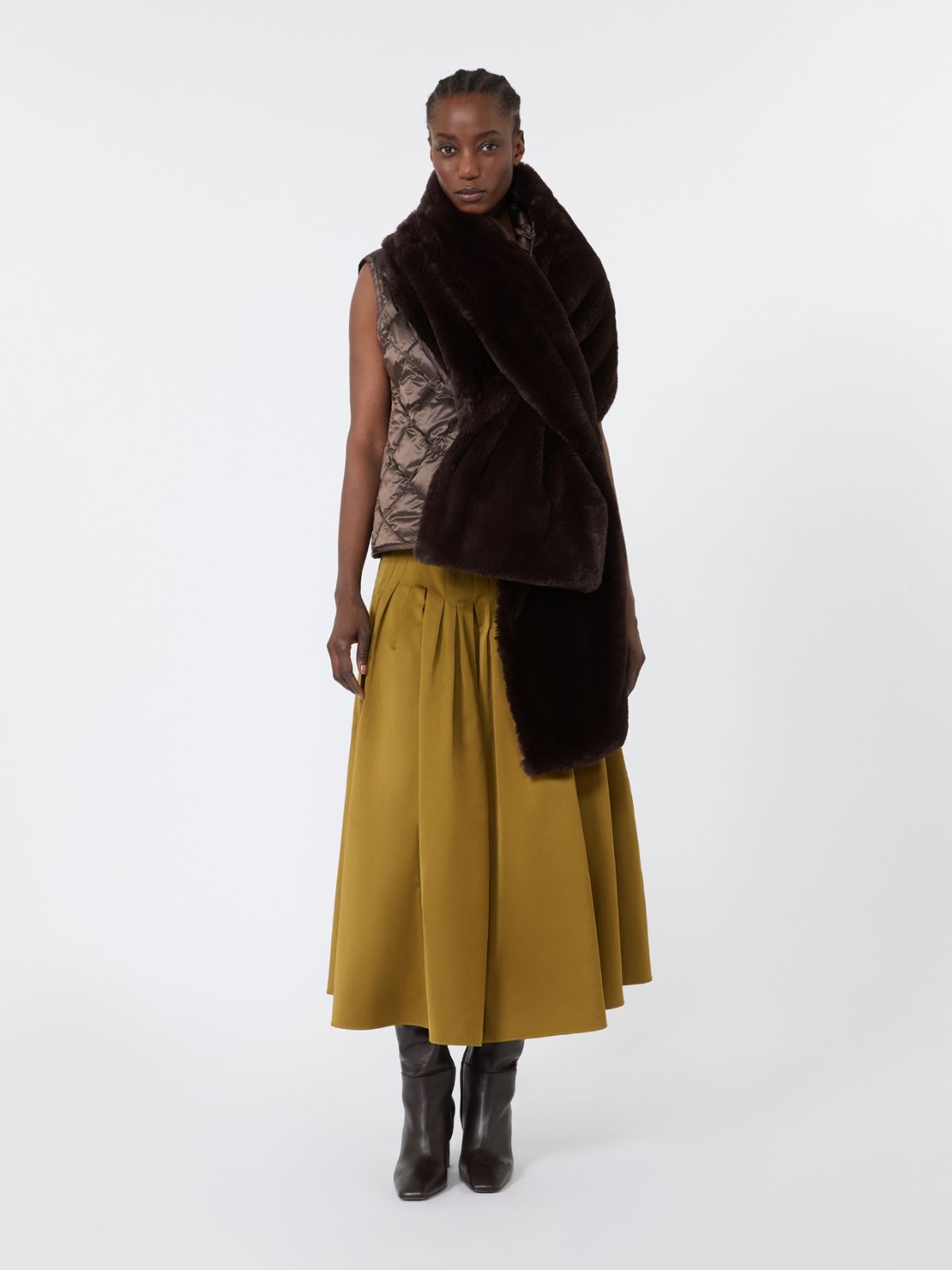Water-repellent canvas padded stole + DARK BROWN - Max Mara