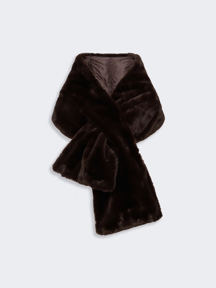 Water-repellent canvas padded stole - DARK BROWN
