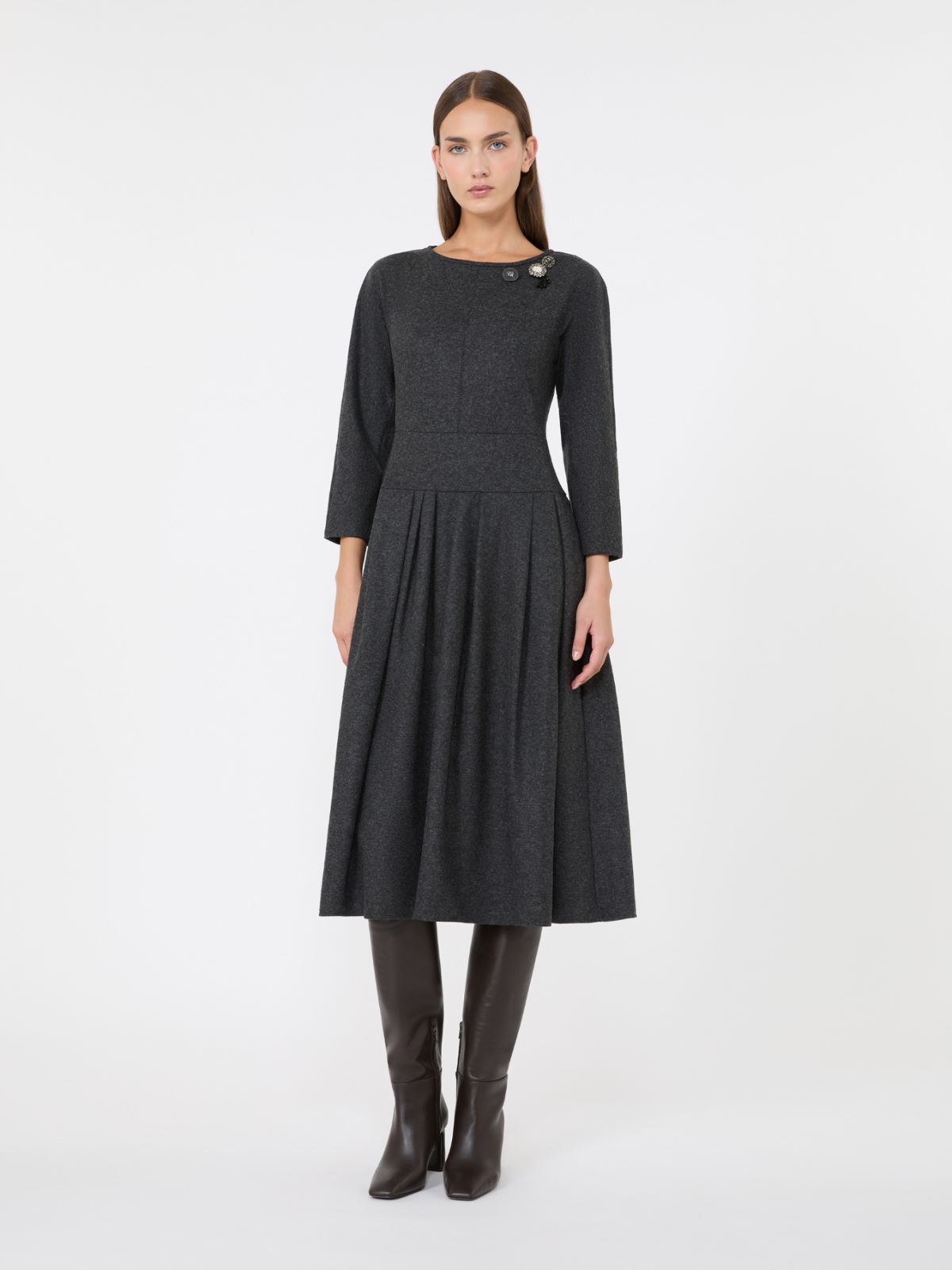 Flannel jersey midi dress - DARK GREY - Max Mara - 2