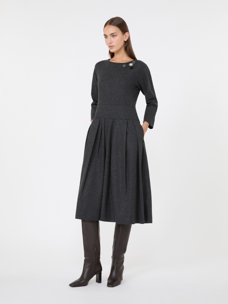 Flannel jersey midi dress - DARK GREY
