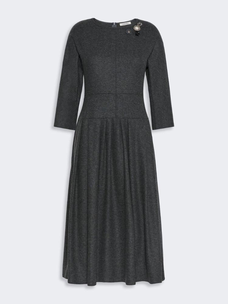 Flannel jersey midi dress - DARK GREY