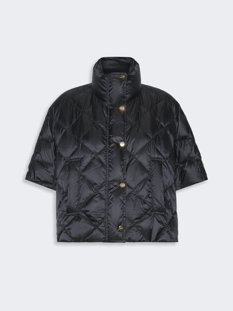 Water-repellent canvas padded cape - BLACK