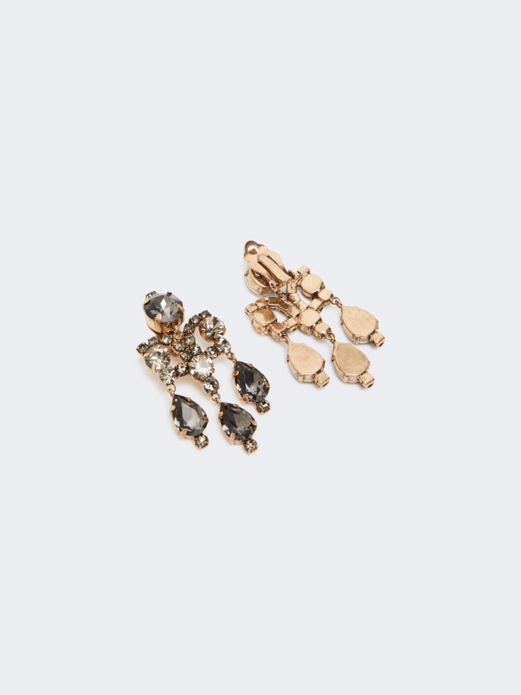 Chandelier earrings with crystals - LIGHT GREY - 2