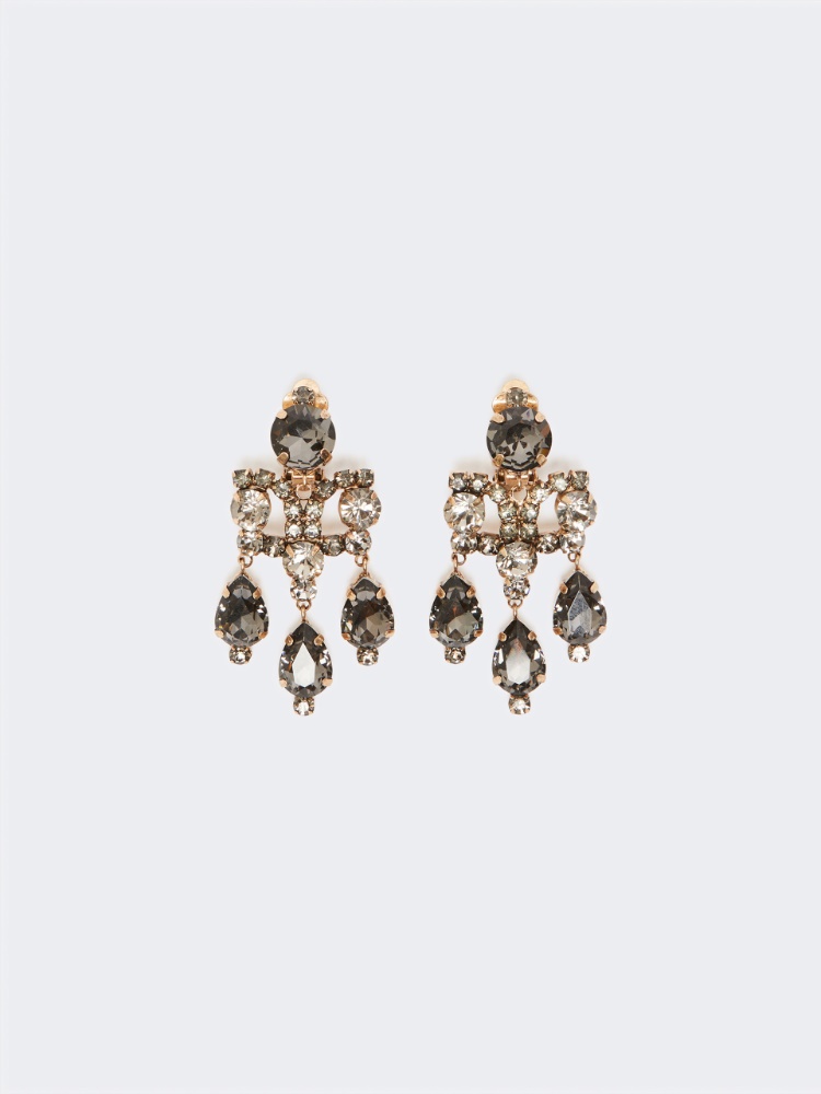 Chandelier earrings with crystals - LIGHT GREY