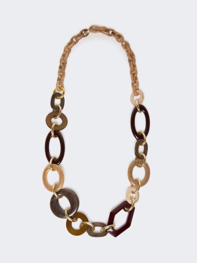 Long resin and metal necklace - CLAY