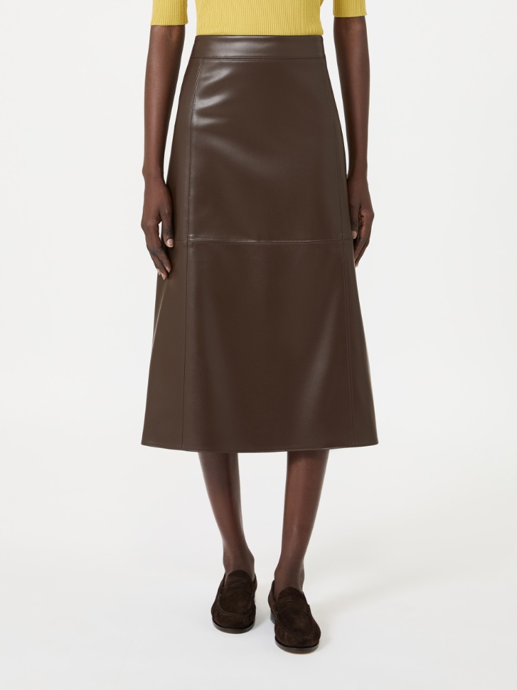 Coated jersey midi skirt - DARK BOWN - 2