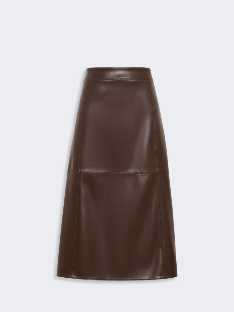 Coated jersey midi skirt - DARK BOWN - 5