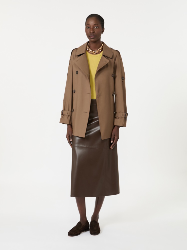 Coated jersey midi skirt - DARK BOWN