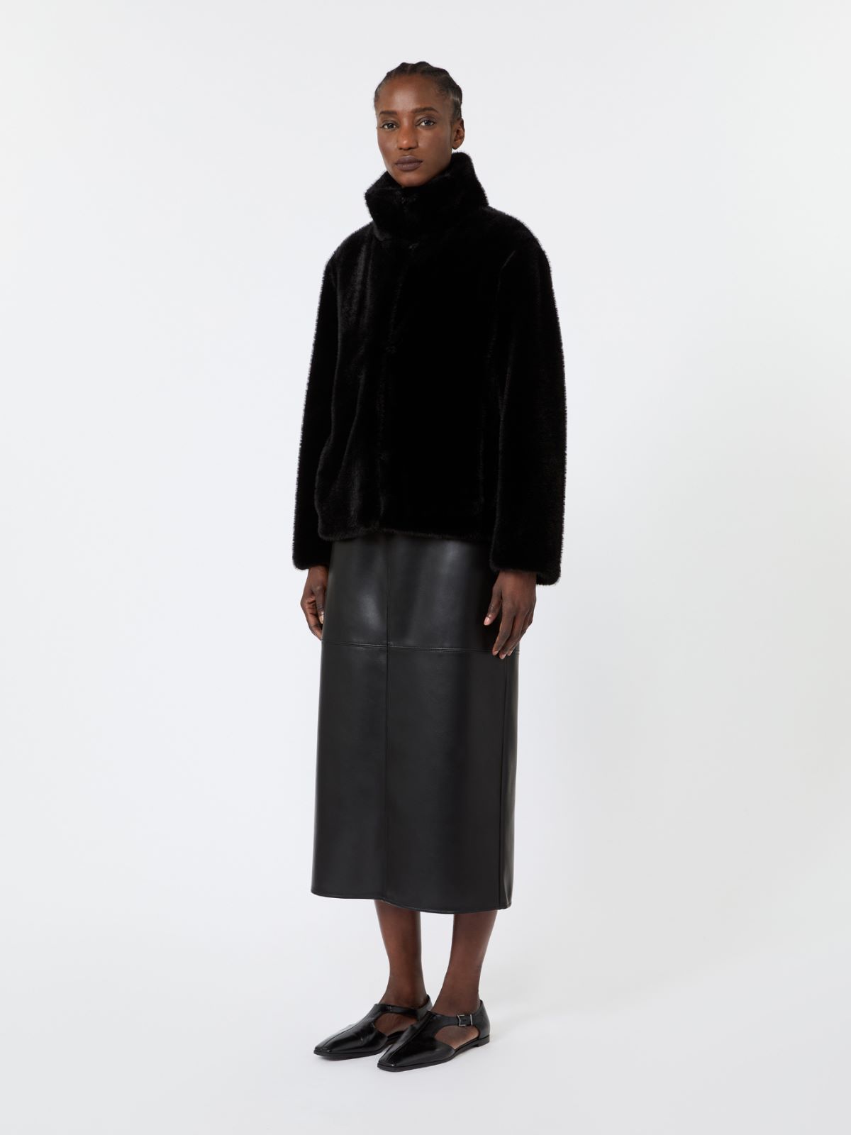 Coated jersey pencil skirt - BLACK - Max Mara
