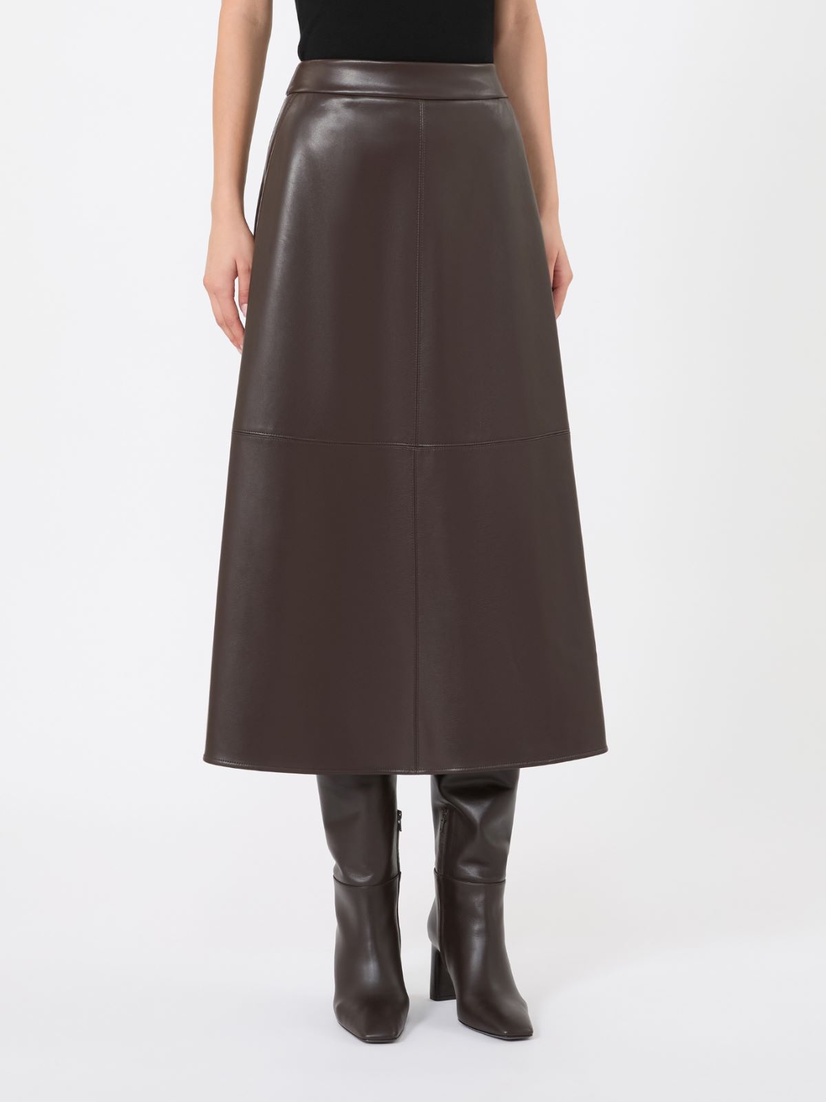 Coated jersey circle skirt - BROWN - Max Mara - 2