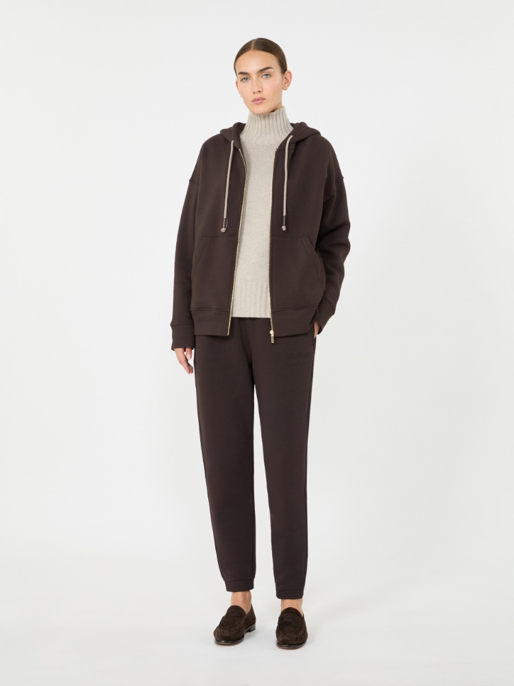 Fleece jersey joggers - BROWN