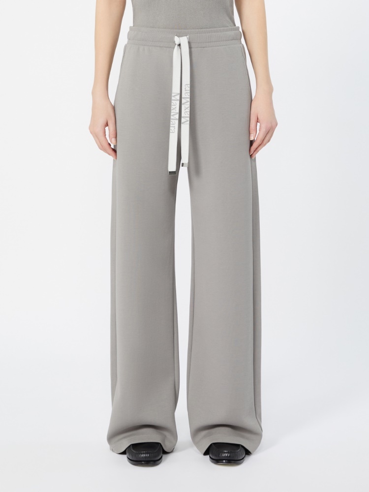 Double jersey wide-leg trousers - PEARL GREY - 2