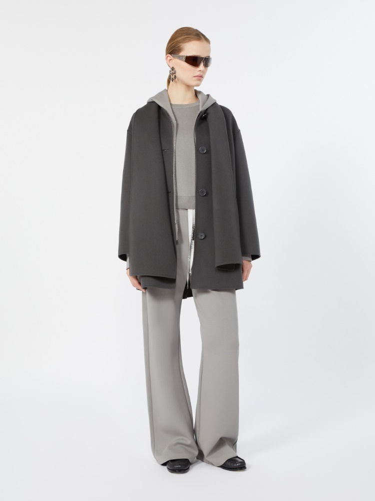 Double jersey wide-leg trousers - PEARL GREY - 1