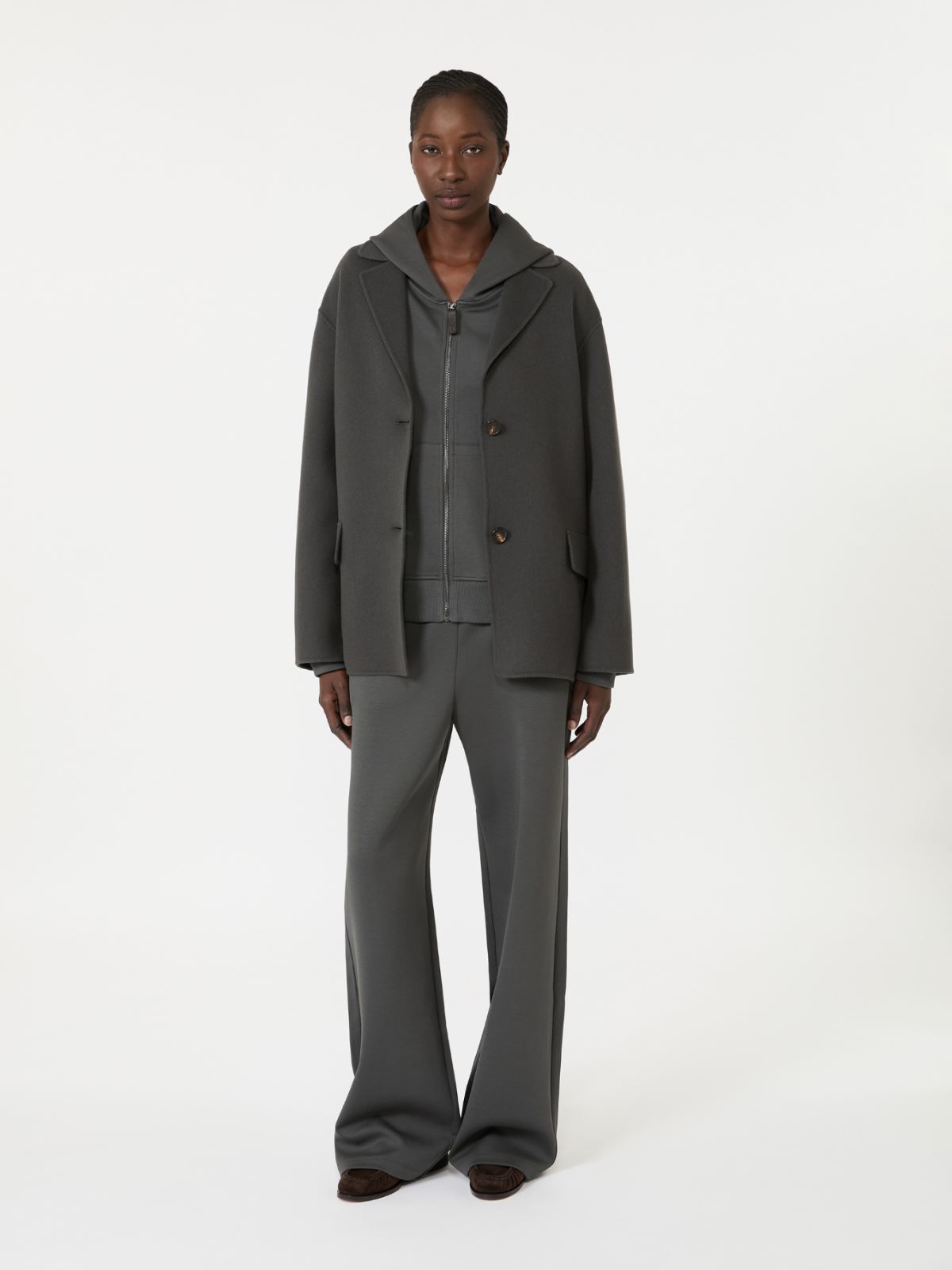 Double jersey wide-leg trousers + DARK GREY - Max Mara