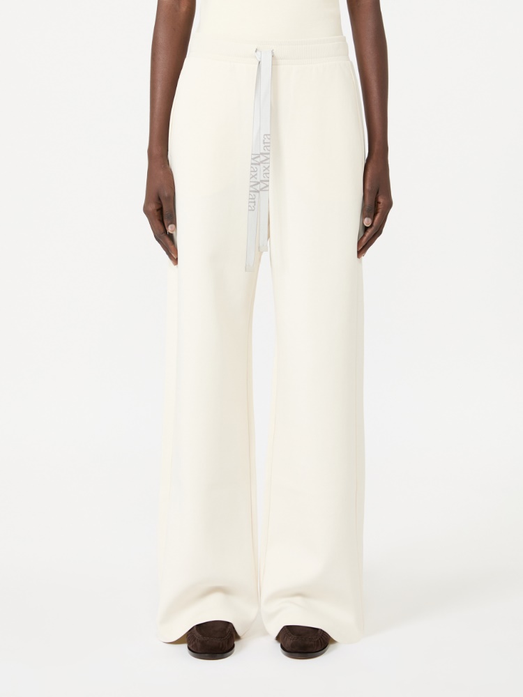Double jersey wide-leg trousers - NATURAL - 2