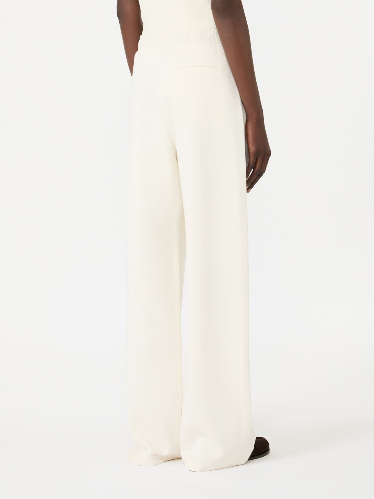 Double jersey wide-leg trousers - NATURAL - 3