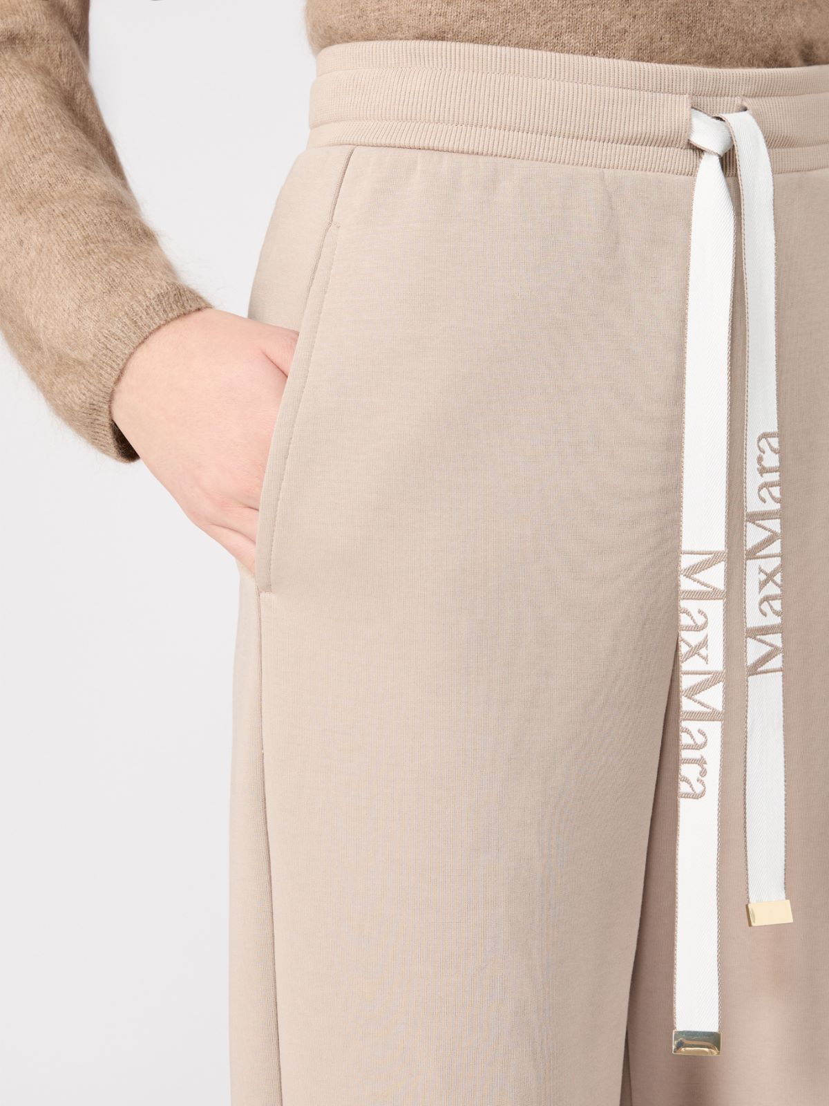 Wide double jersey trousers - BEIGE - Max Mara - 4