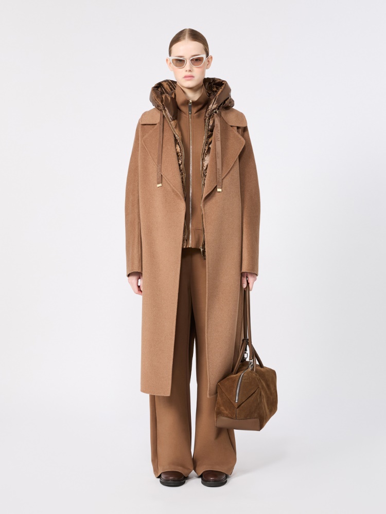 Wide double jersey trousers - CAMEL