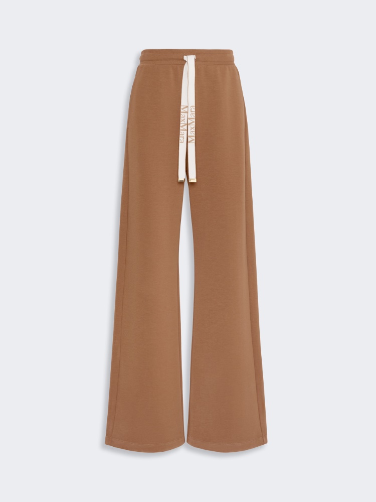 Wide double jersey trousers - CAMEL