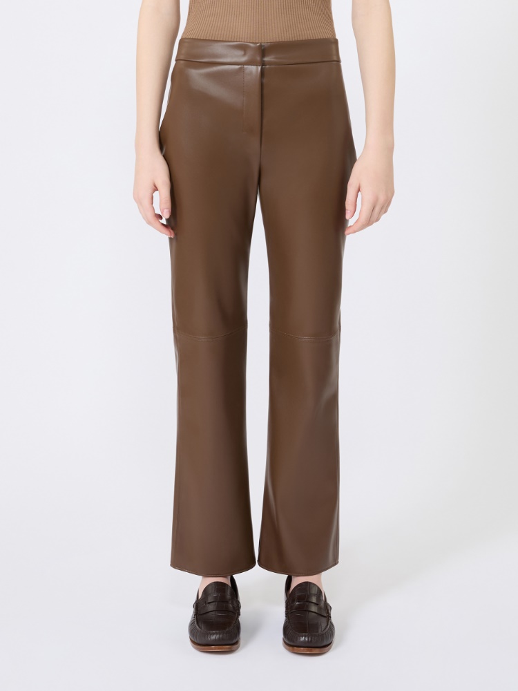 Slim-fit coated jersey trousers - BROWN - 2