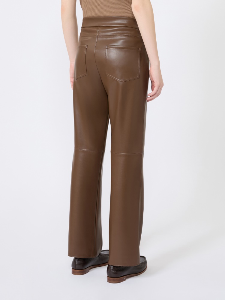Slim-fit coated jersey trousers - BROWN - 3