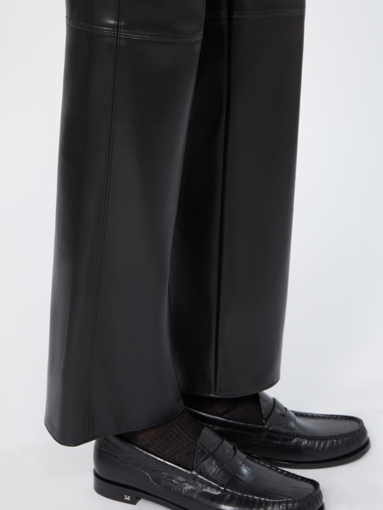 Slim-fit coated jersey trousers - BLACK - 4
