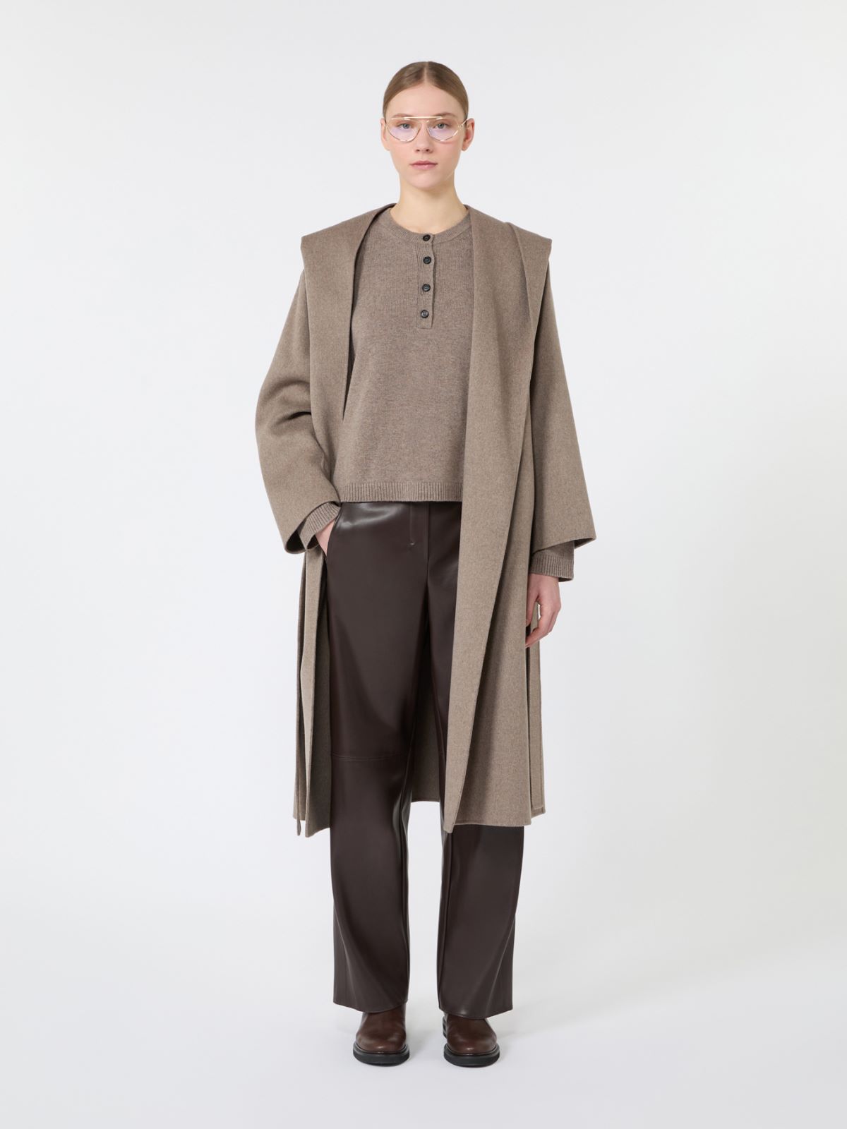 Regular coated jersey trousers - BROWN - Max Mara