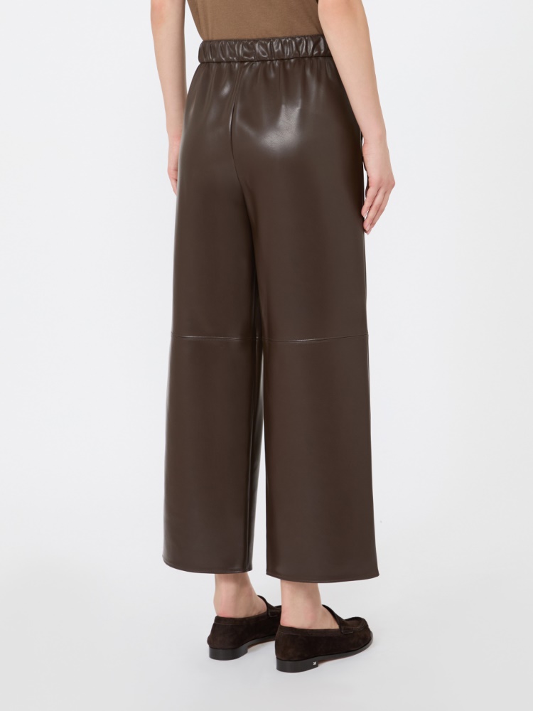 Coated jersey cropped trousers - DARK BOWN - 3