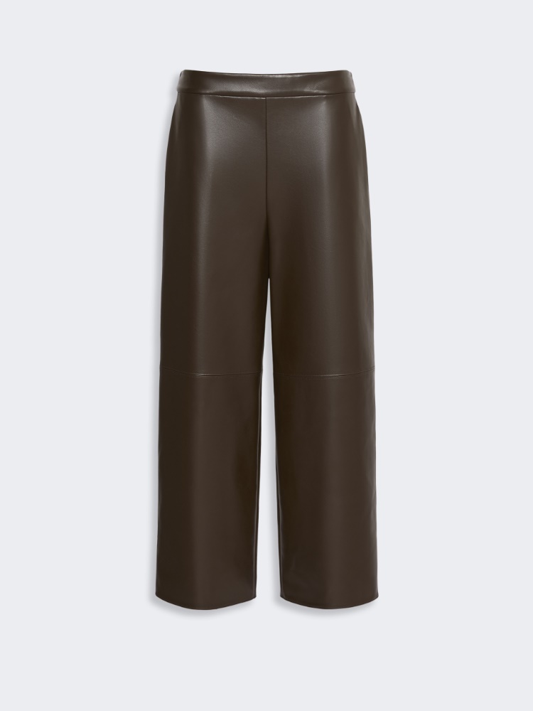 Coated jersey cropped trousers - DARK BOWN