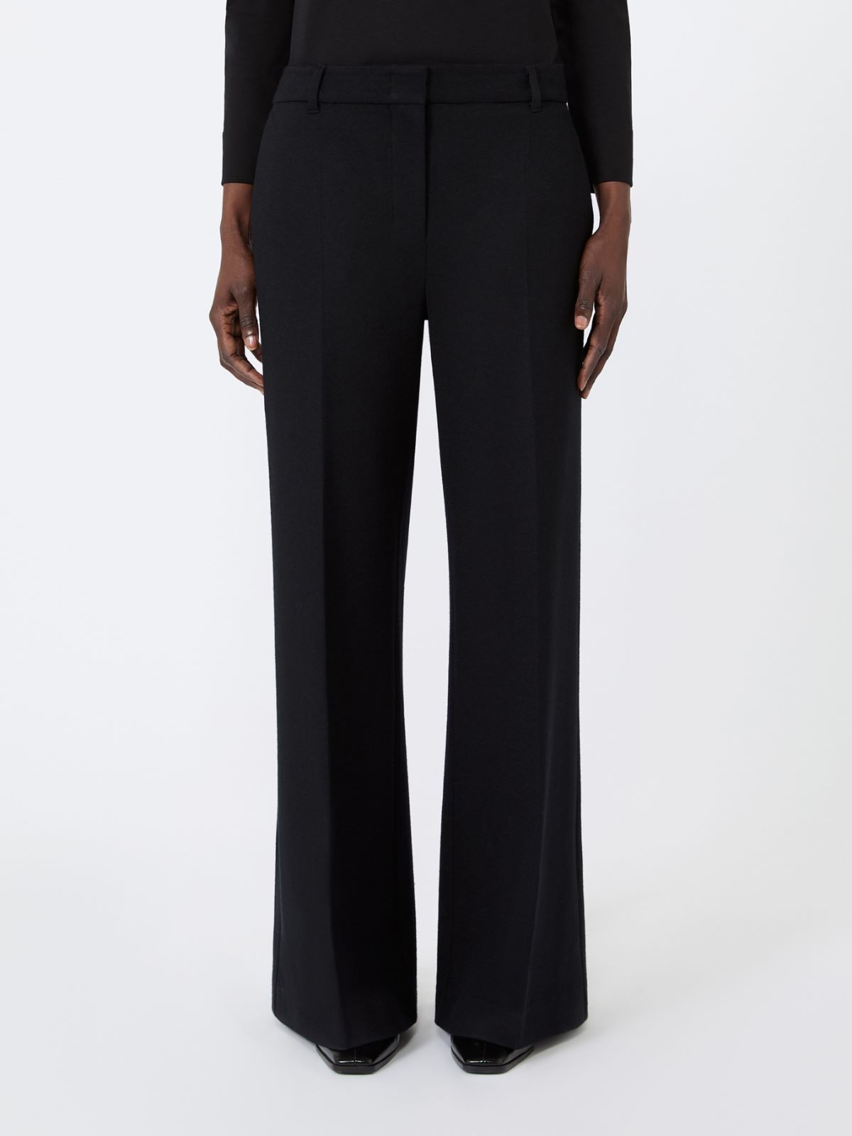 Wool and cotton micro-piqué trousers - BLACK - Max Mara - 2
