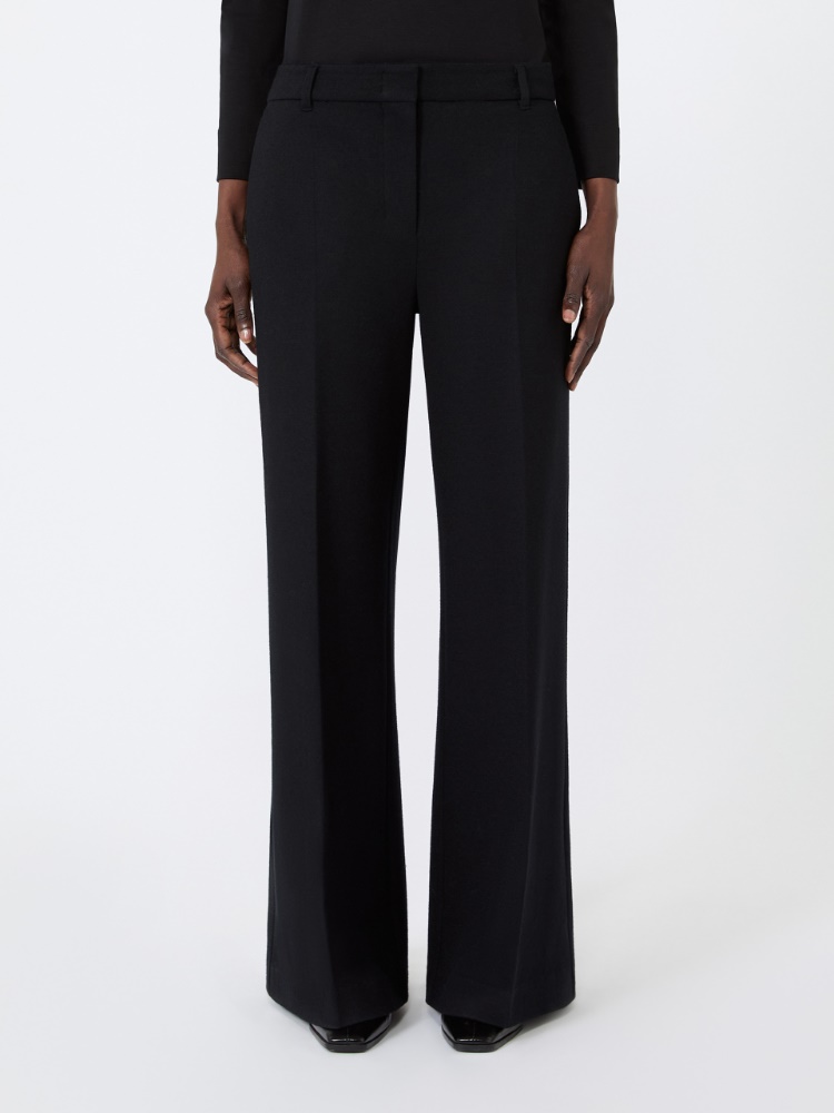 Wool and cotton micro-piqué trousers - BLACK - Max Mara - 2