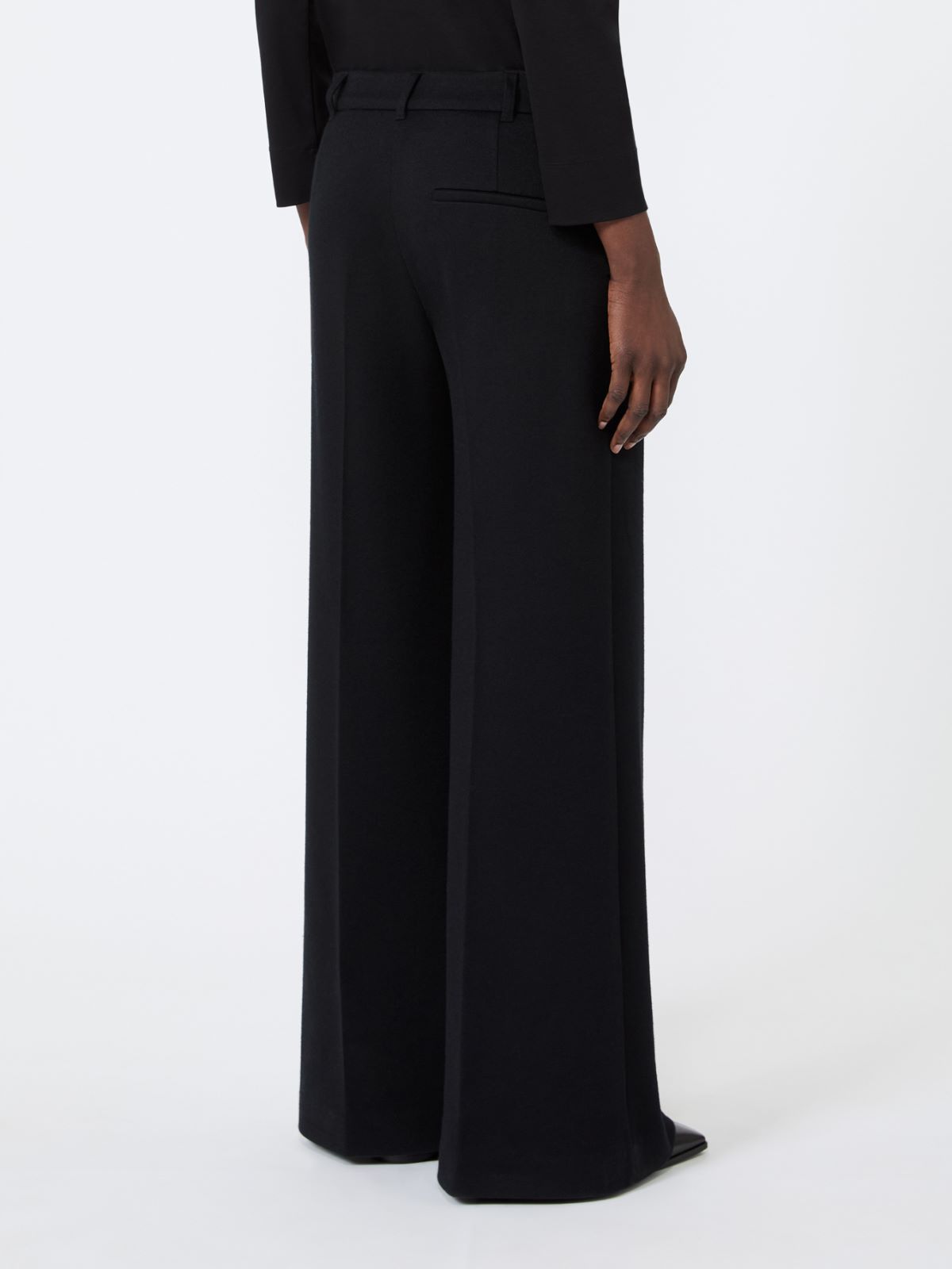 Wool and cotton micro-piqué trousers - BLACK - Max Mara - 3