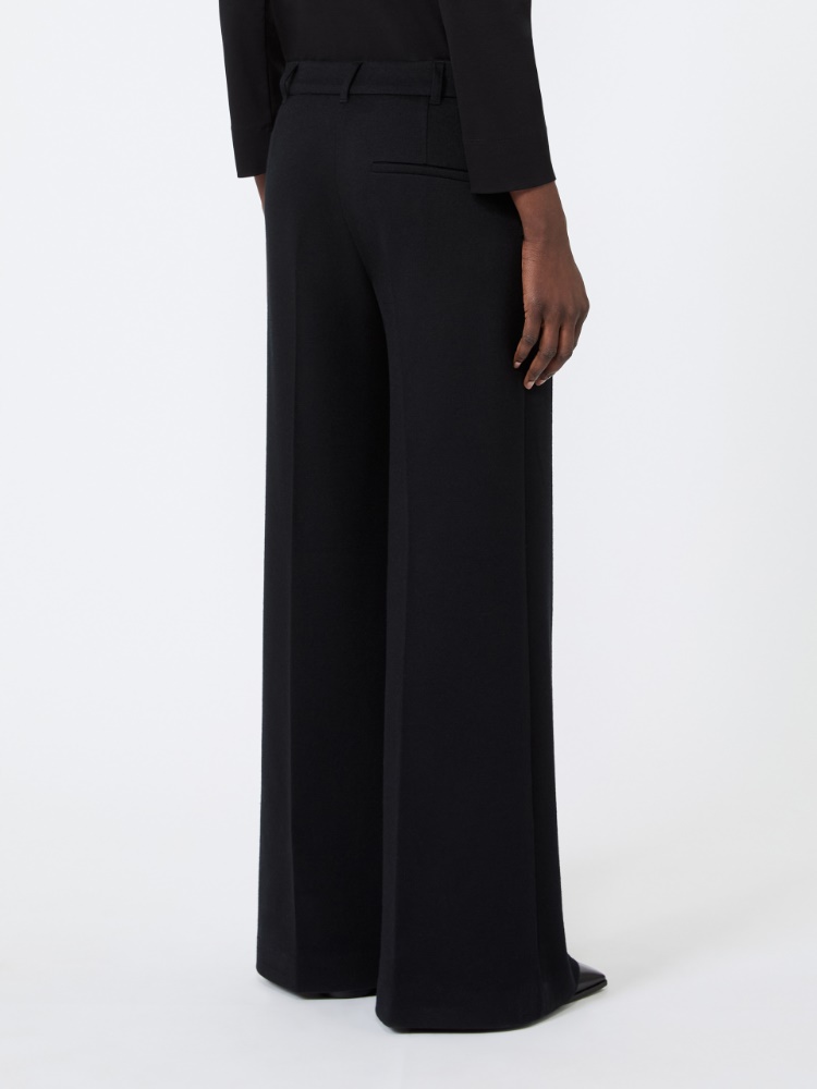 Wool and cotton micro-piqué trousers - BLACK - Max Mara - 3