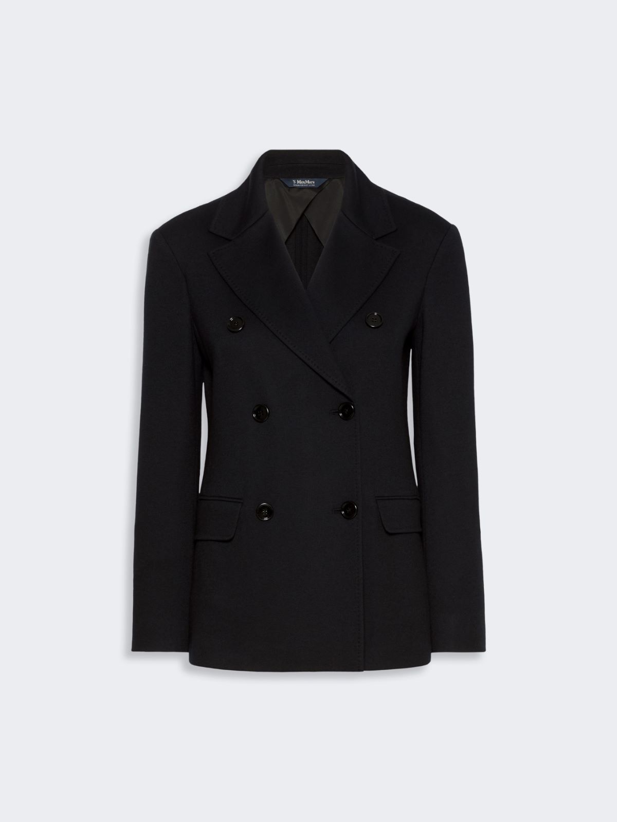 Double-breasted wool and cotton micro-piqué jacket - BLACK - Max Mara - 4