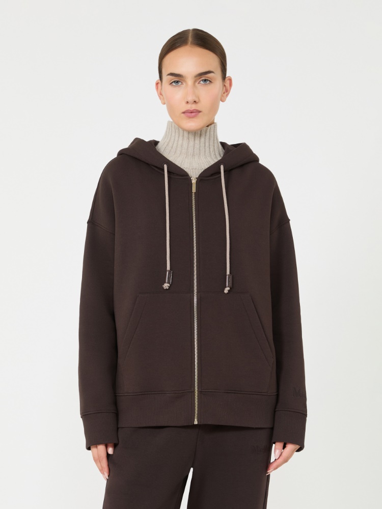 Brushed jersey zip-up sweatshirt - BROWN - Max Mara - 2
